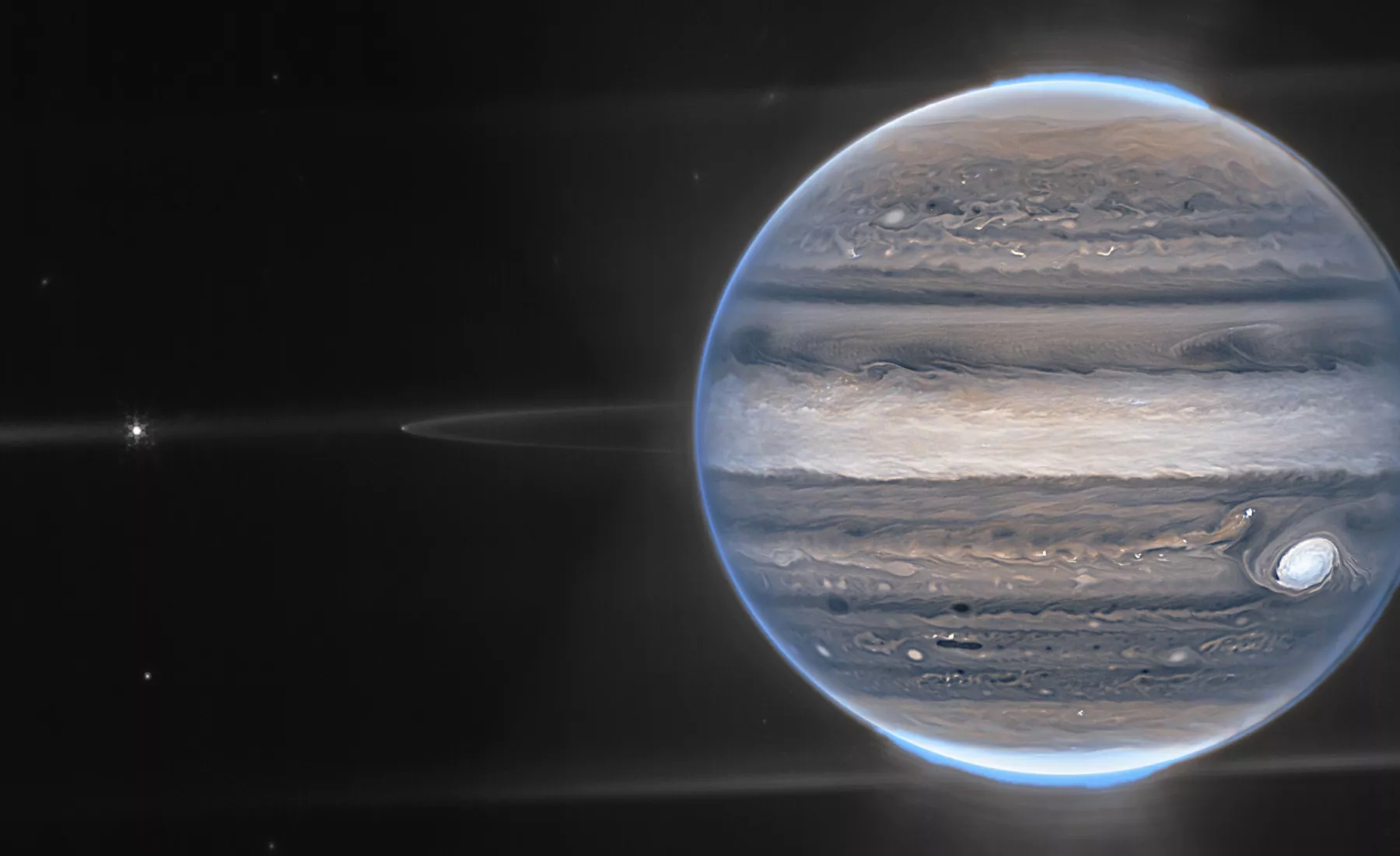 Dieses von der NASA zur Verfügung gestellte Bild zeigt ein Falschfarbenkompositbild des Jupiter, das vom James Webb Space Telescope aufgenommen wurde.