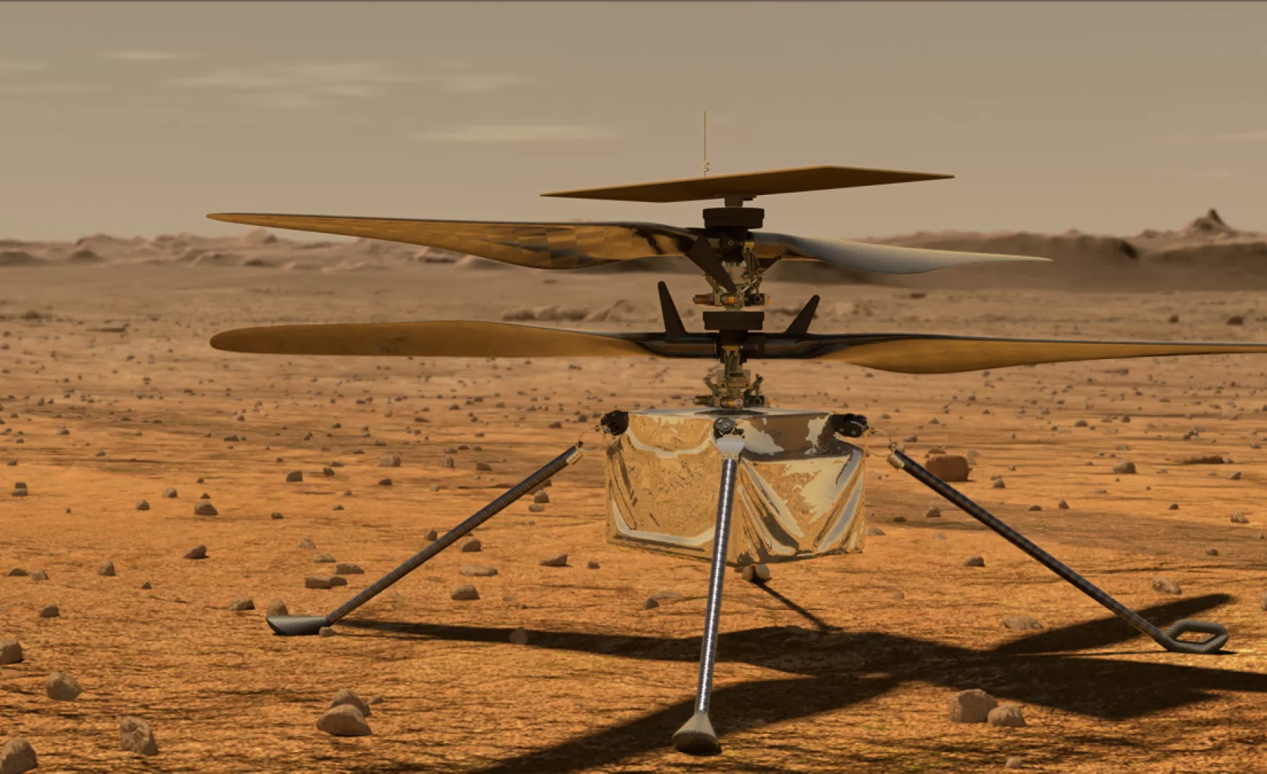 Illustration: Mini-Hubschrauber «Ingenuity» auf der Marsoberfläche.