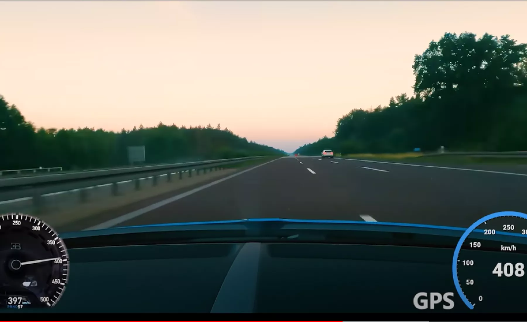 Bugatti mit über 400 km/h auf A2