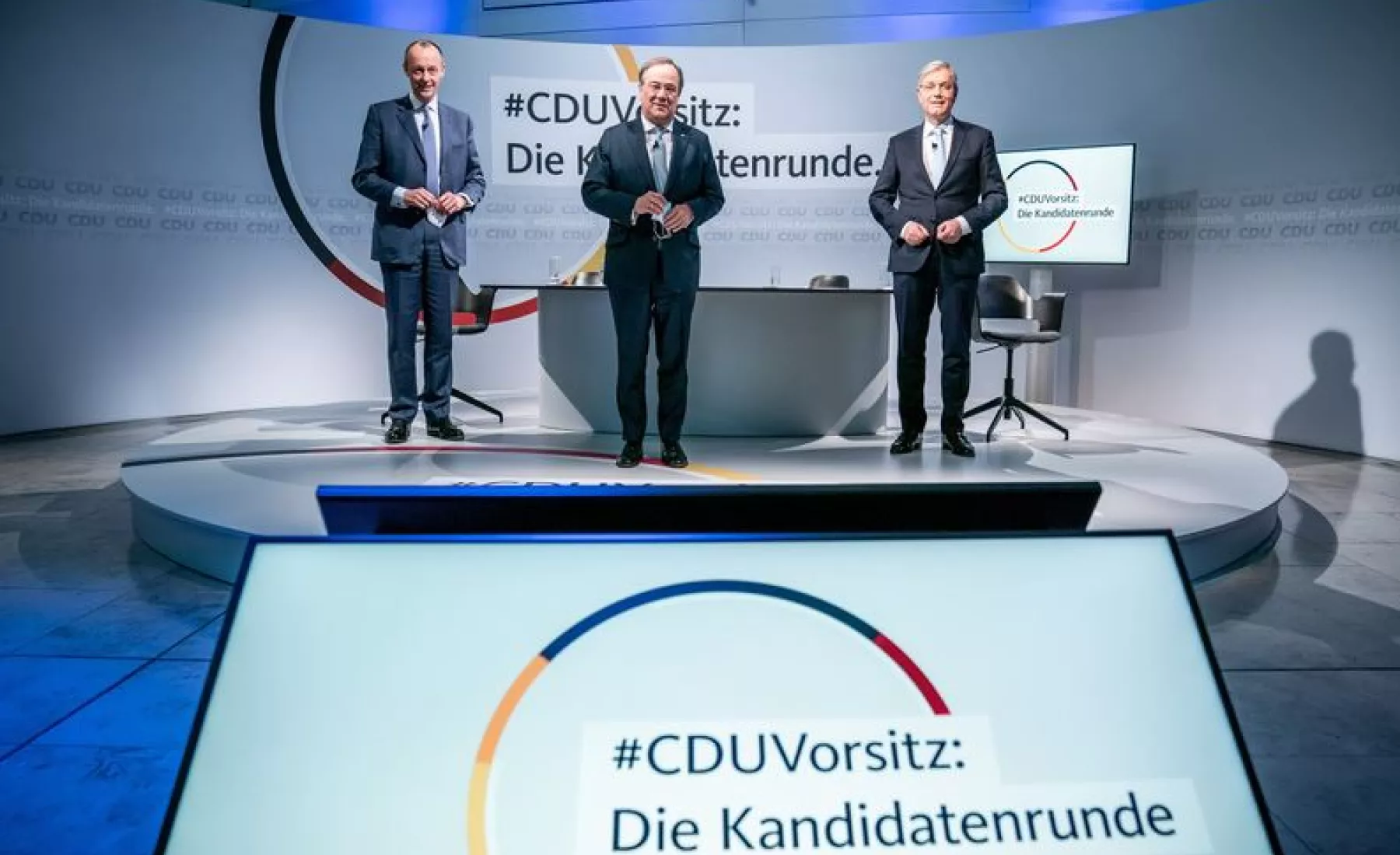Die drei Kandidaten für den CDU-Parteivorsitz Friedrich Merz (l-r), Armin Laschet und Norbert Röttgen