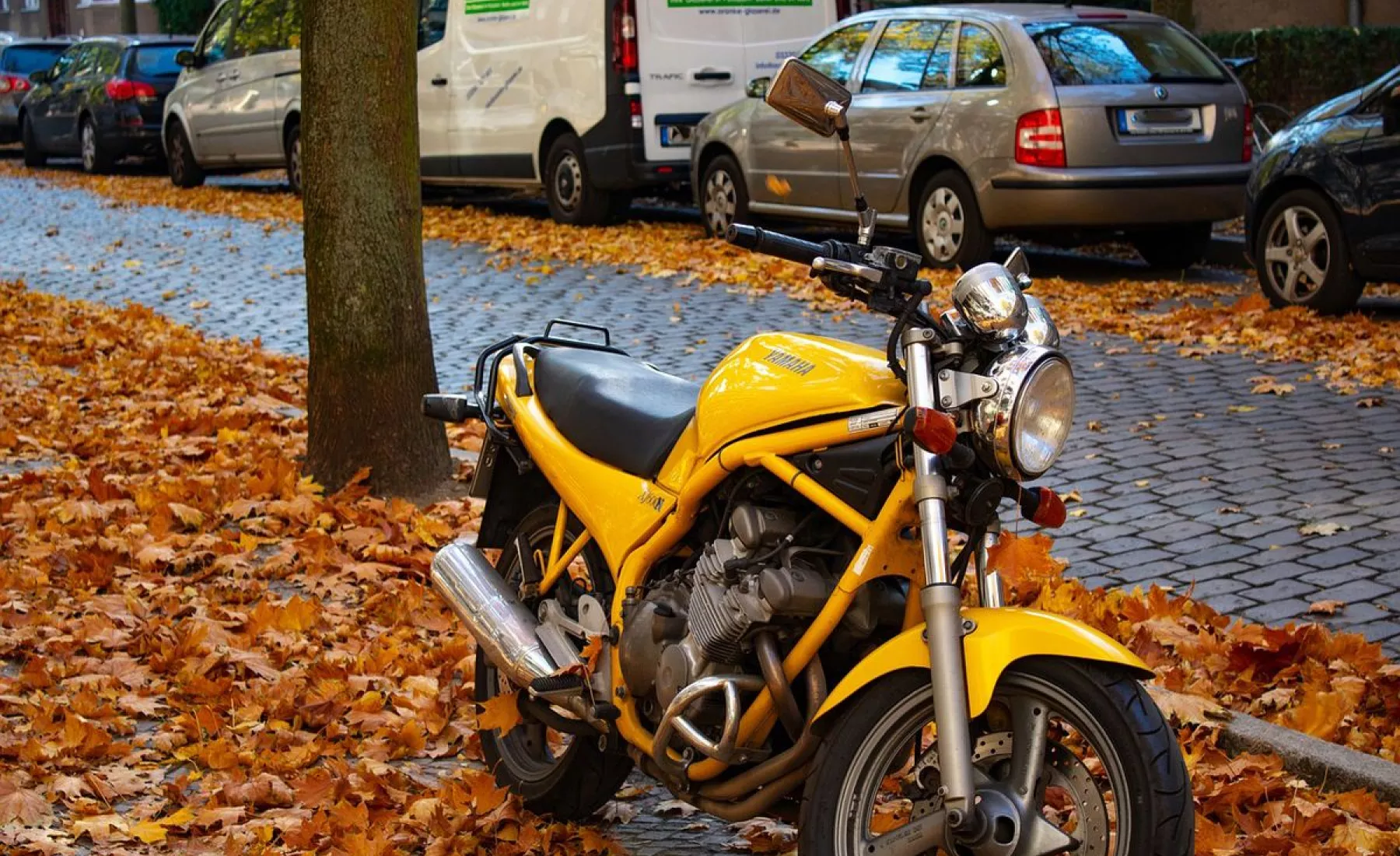 Motorrad im Herbst