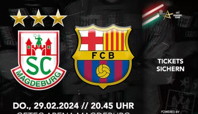 Spielankündigungsgrafik SC Magdeburg gegen FCB