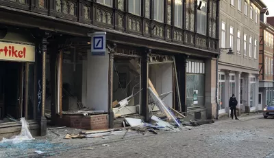 Die zerstörte Bank-Filiale in Blankenburg