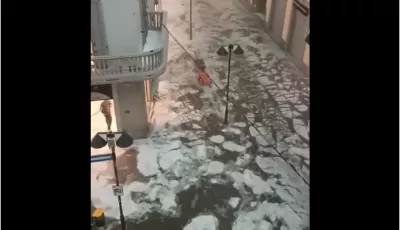 Twittervideo zeigt Überschwemmung mit Eisschollen in Mailand