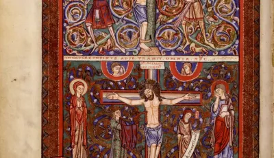 Blatt 170r des Evangeliars Heinrichs des Löwen und Mathildes von England: Die Auferstehung Christi. Pergamenthandschrift, um 1188 
