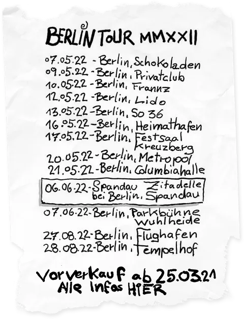 Tourdaten "Berlin Tour MMXXII"