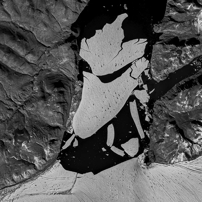 Satellitenfoto des abgebrochenen Gletschers