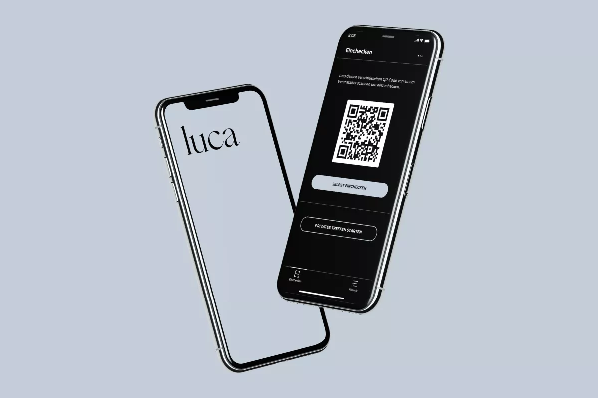Die luca-App auf einem Smartphone